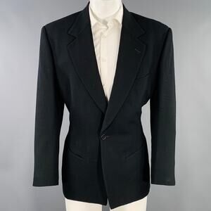 RICHARD TYLER Size 40 Black Crepe Wool Single Button Sport Coat